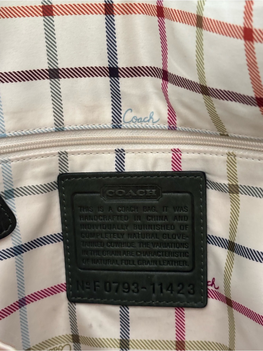 Coach Bag XL Bleecker Tattersall Duffle Sac Bottle Green Style 11423 - Picture 7 of 16